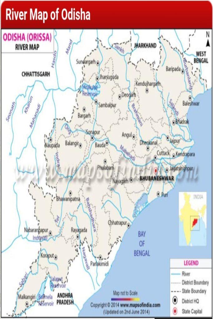 Rivers MAP of Odisha,