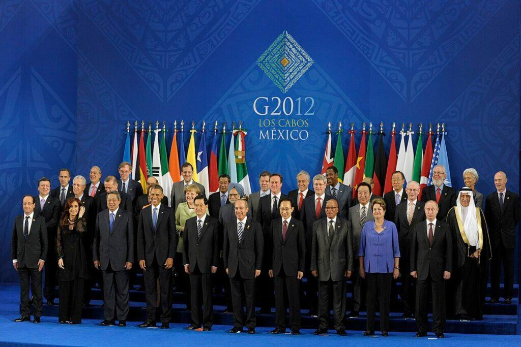 World leaders at the 2012 G20 Los Cabos summit.,